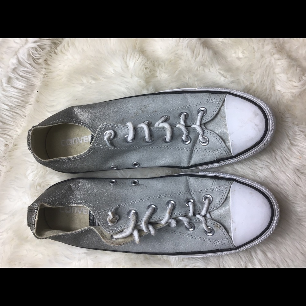 Converse silver sparkle sneakers size wo/10 men/8 - Picture 3 of 3
